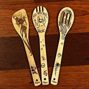 Nightmare Before Christmas Wooden Utensils Sally Jack Skellington
